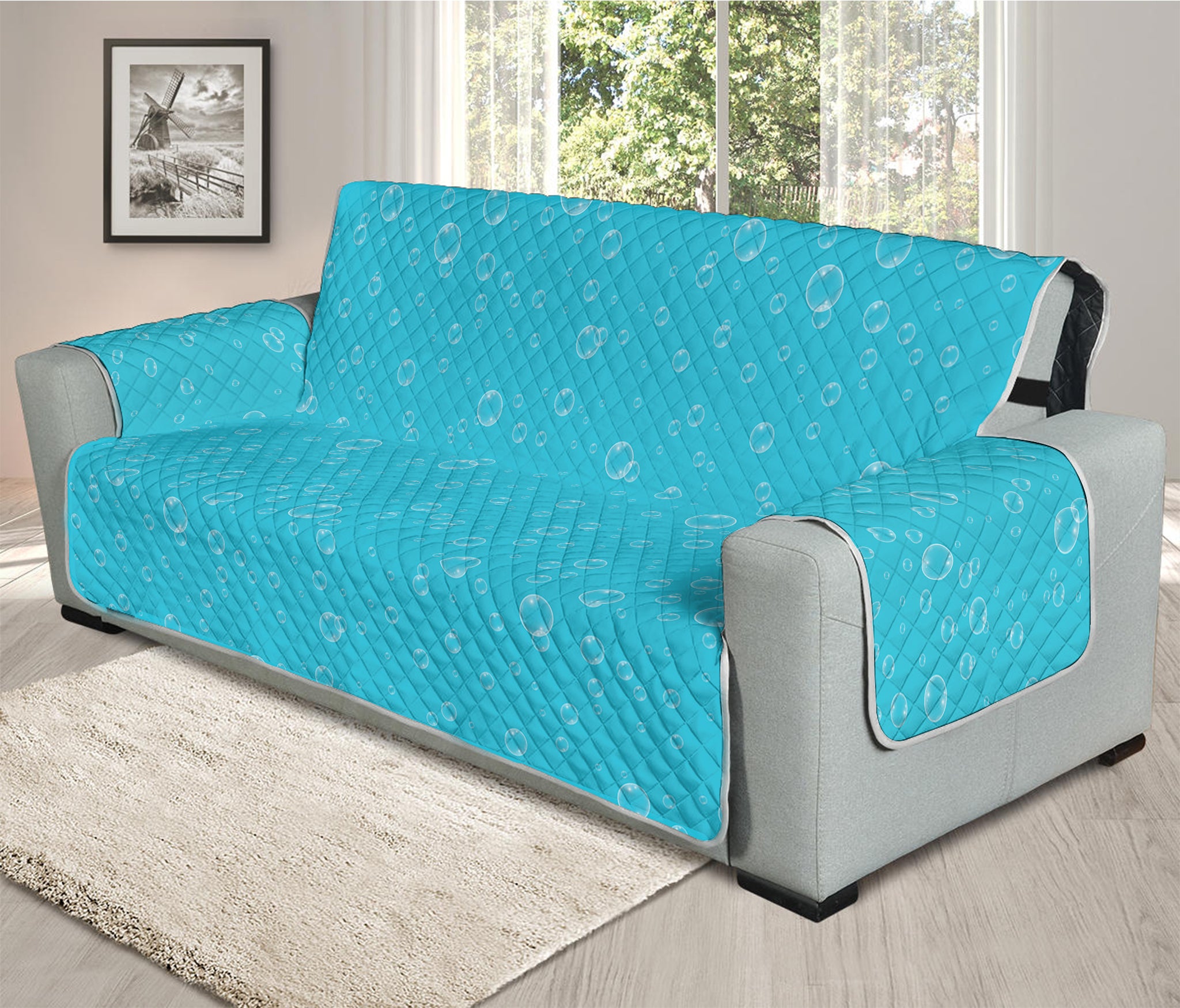 Ocean Bubble Pattern Print Oversized Sofa Protector