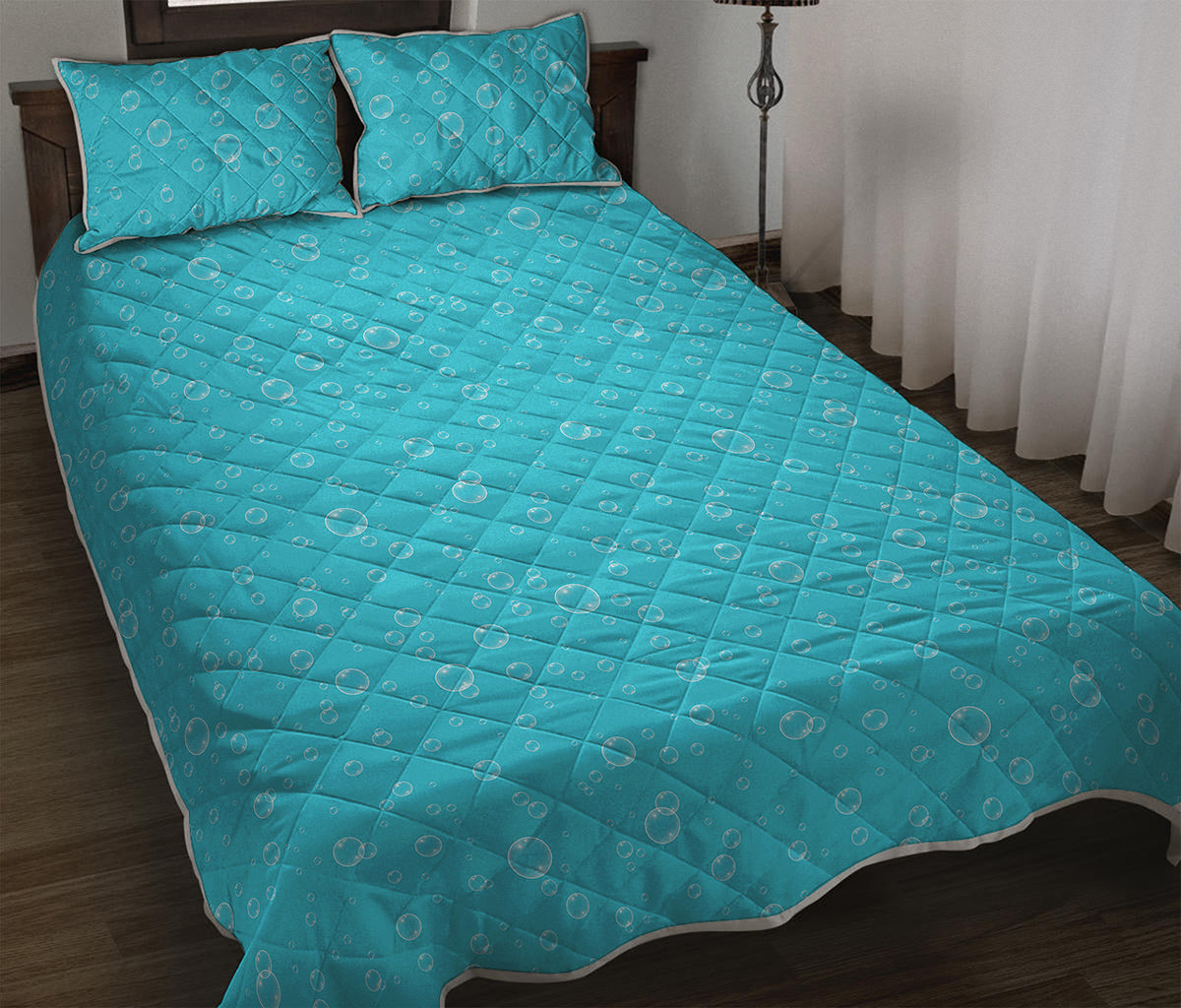 Ocean Bubble Pattern Print Quilt Bed Set