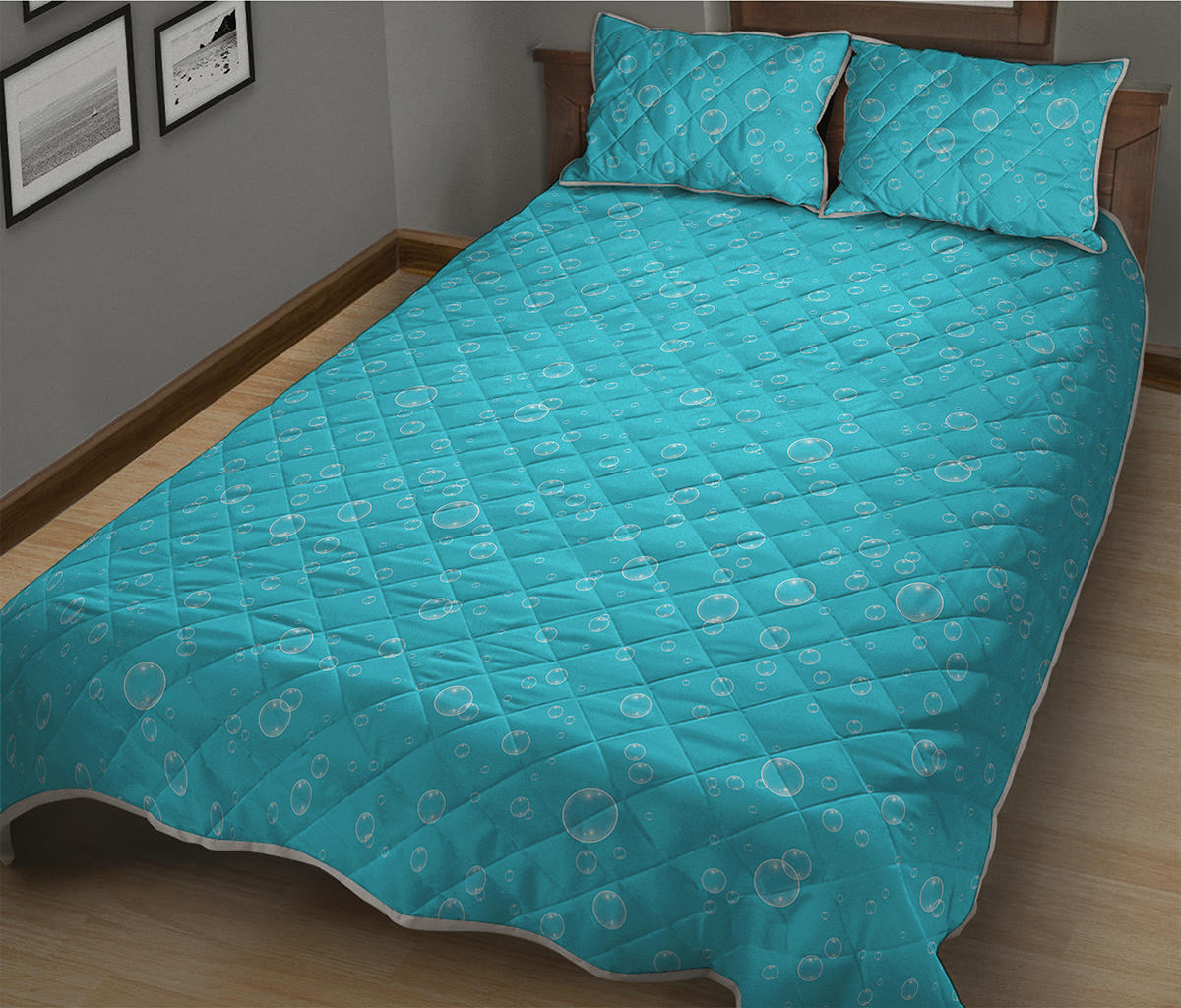 Ocean Bubble Pattern Print Quilt Bed Set