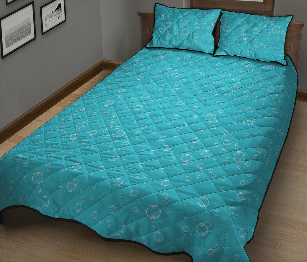 Ocean Bubble Pattern Print Quilt Bed Set