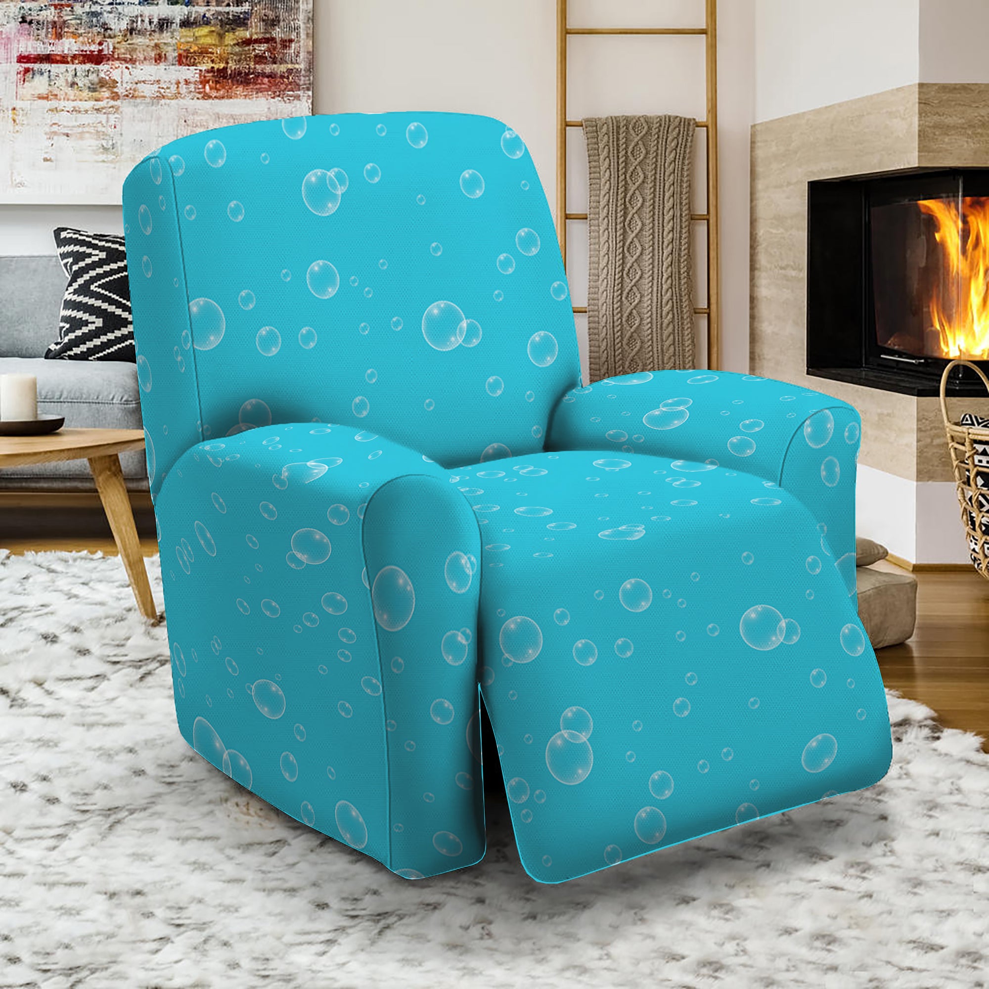 Ocean Bubble Pattern Print Recliner Slipcover