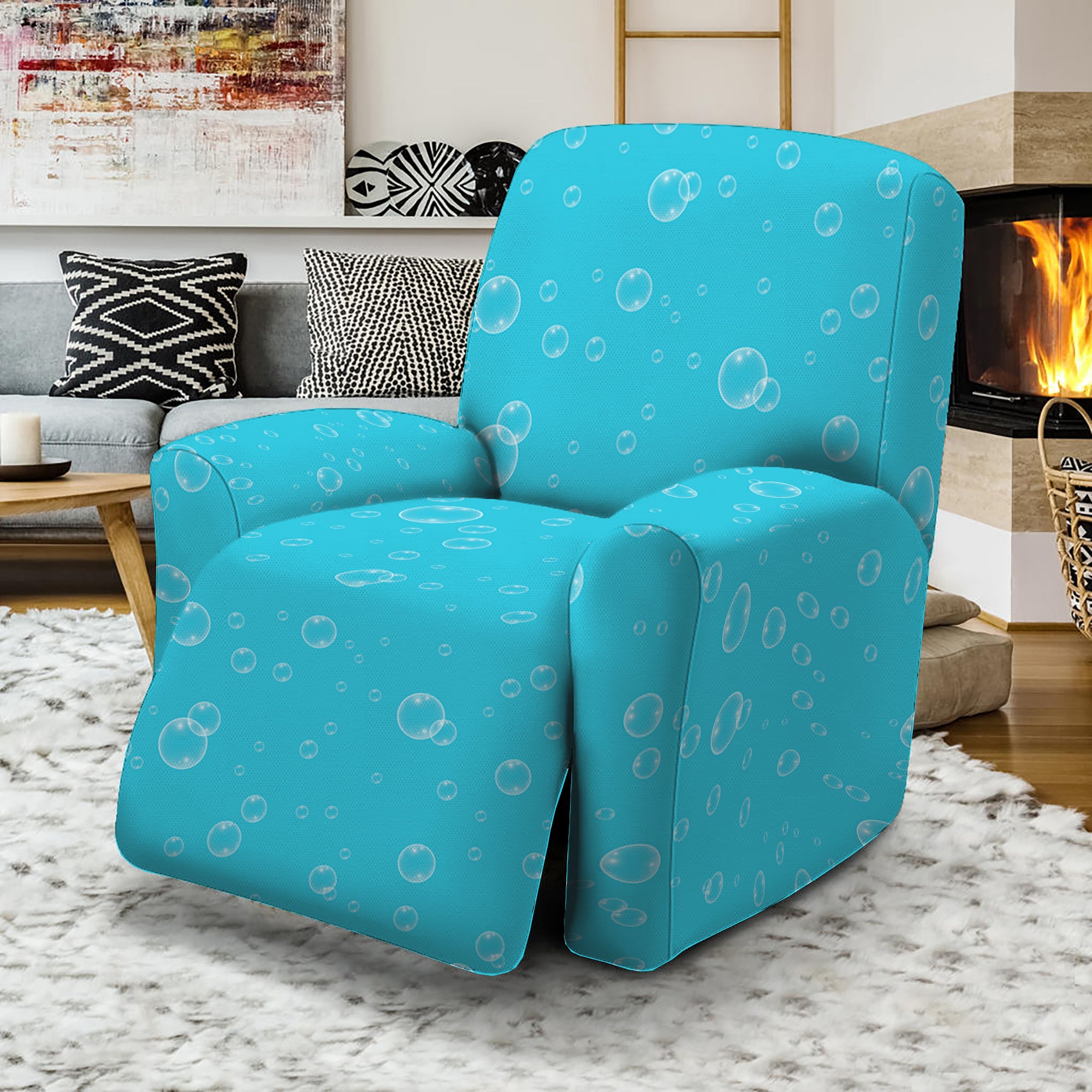 Ocean Bubble Pattern Print Recliner Slipcover