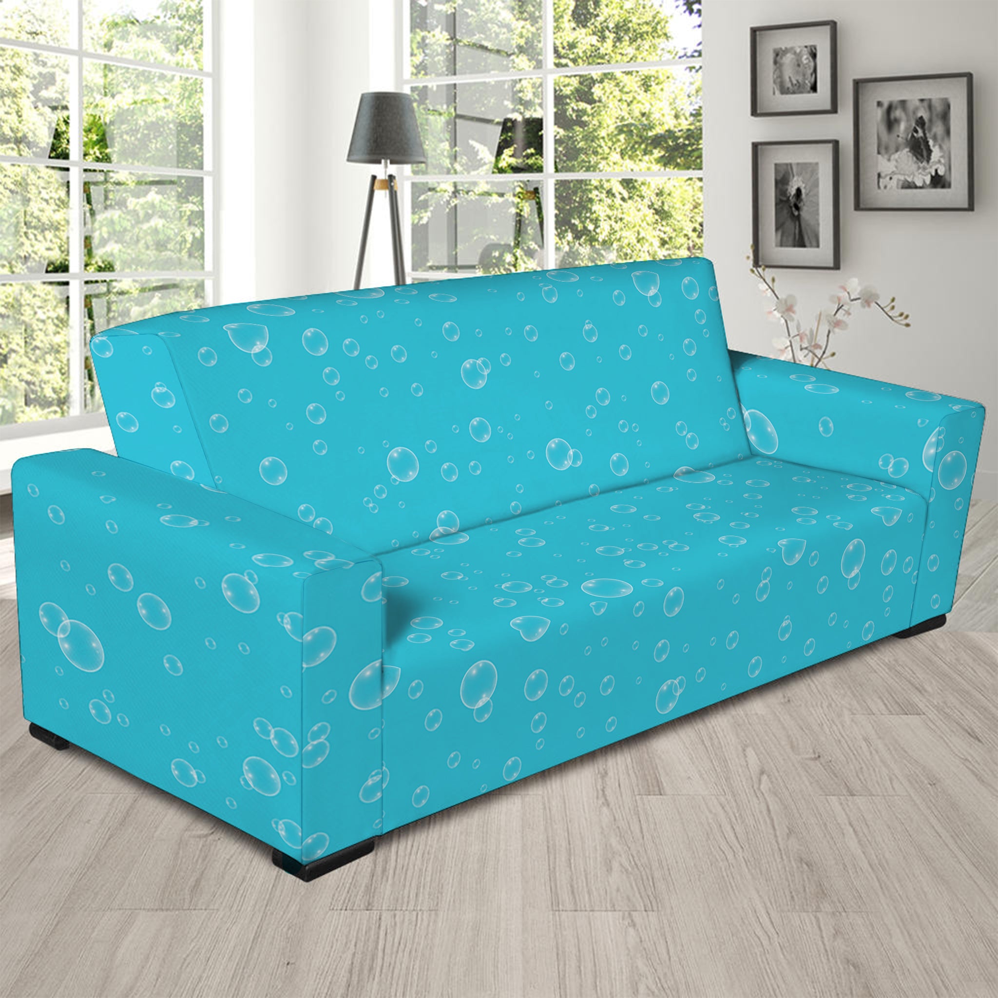 Ocean Bubble Pattern Print Sofa Slipcover