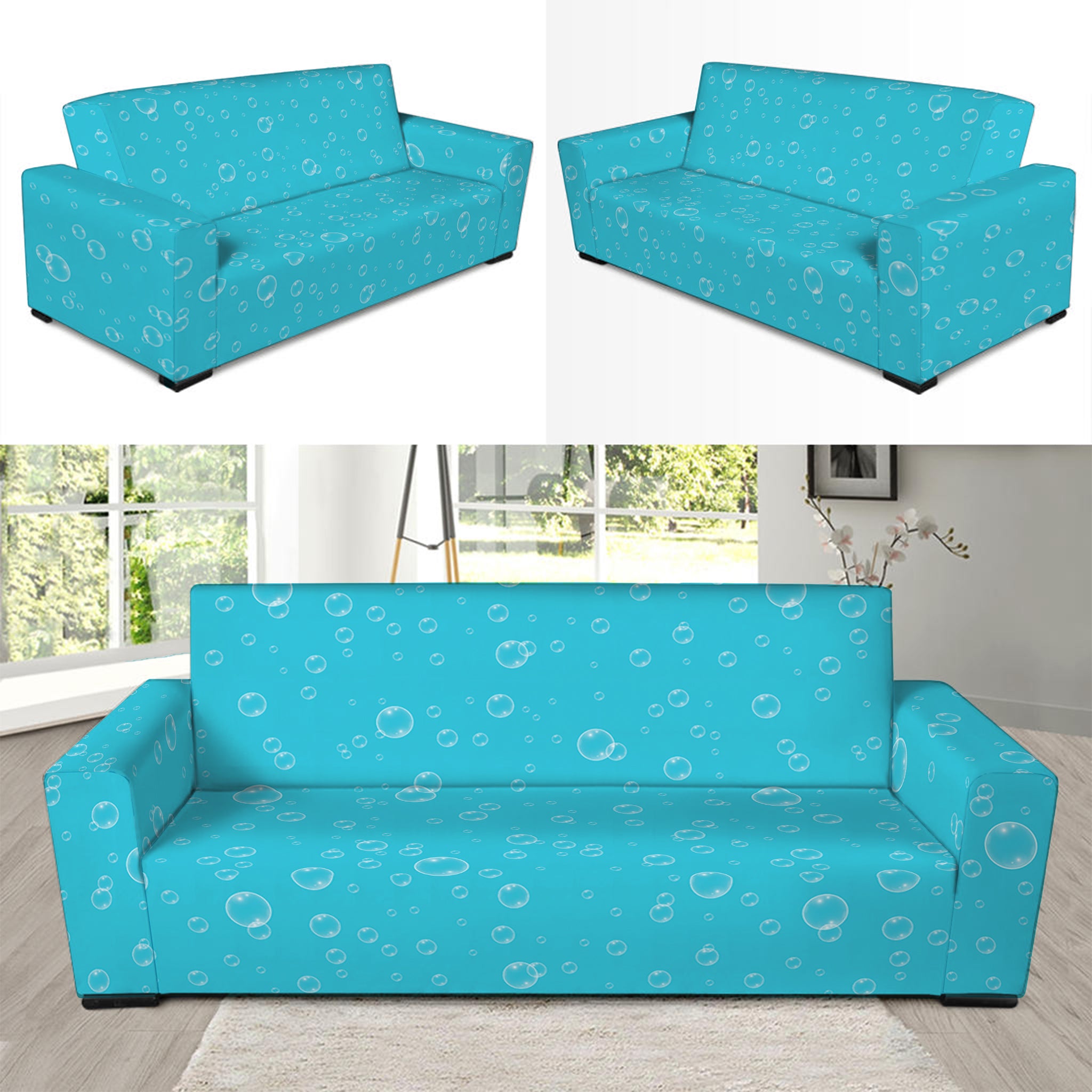 Ocean Bubble Pattern Print Sofa Slipcover