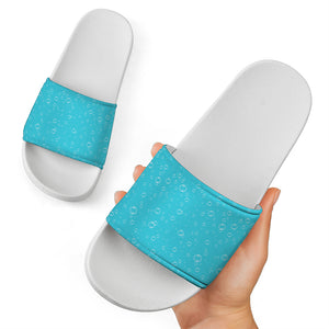 Ocean Bubble Pattern Print White Slide Sandals