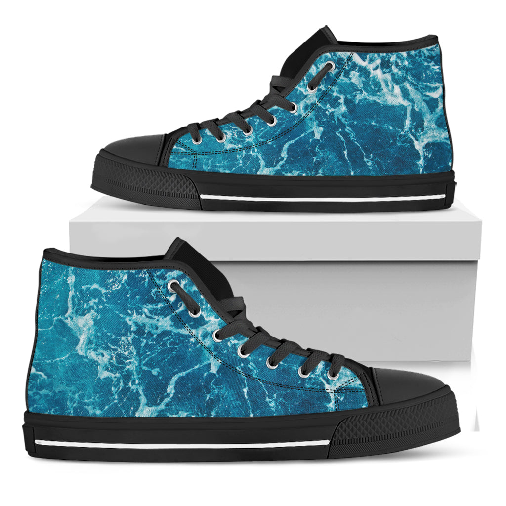 Ocean Surface Print Black High Top Shoes