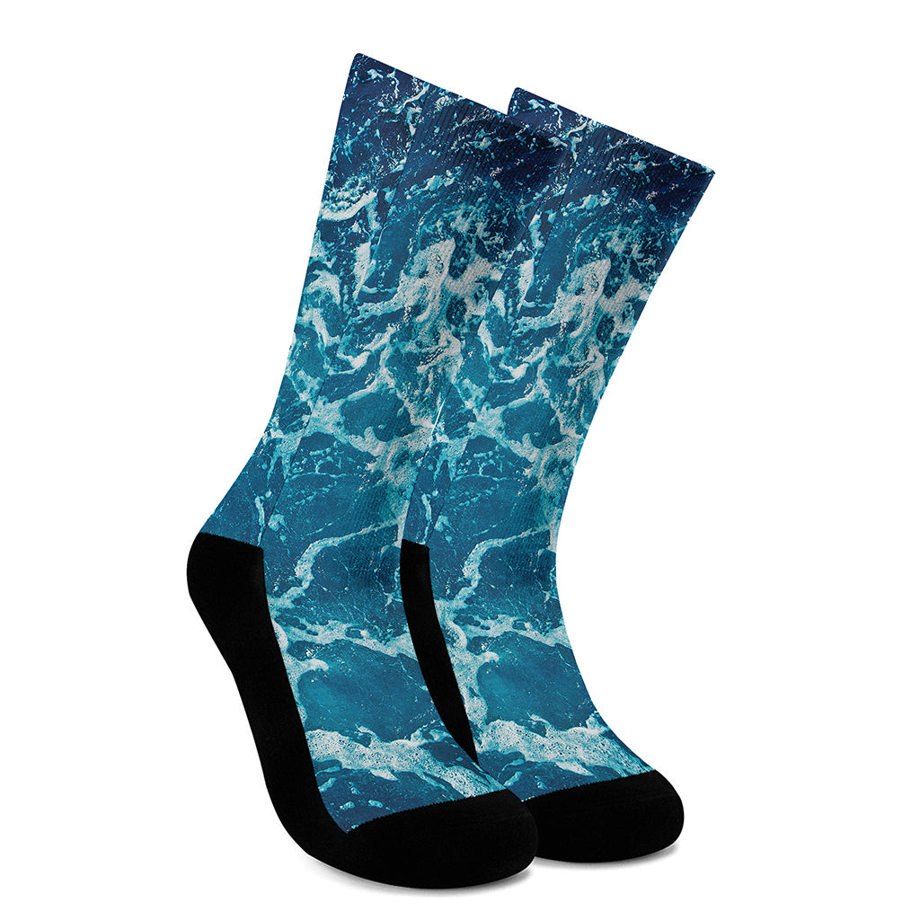 Ocean Surface Print Crew Socks