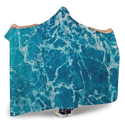 Ocean Surface Print Hooded Blanket