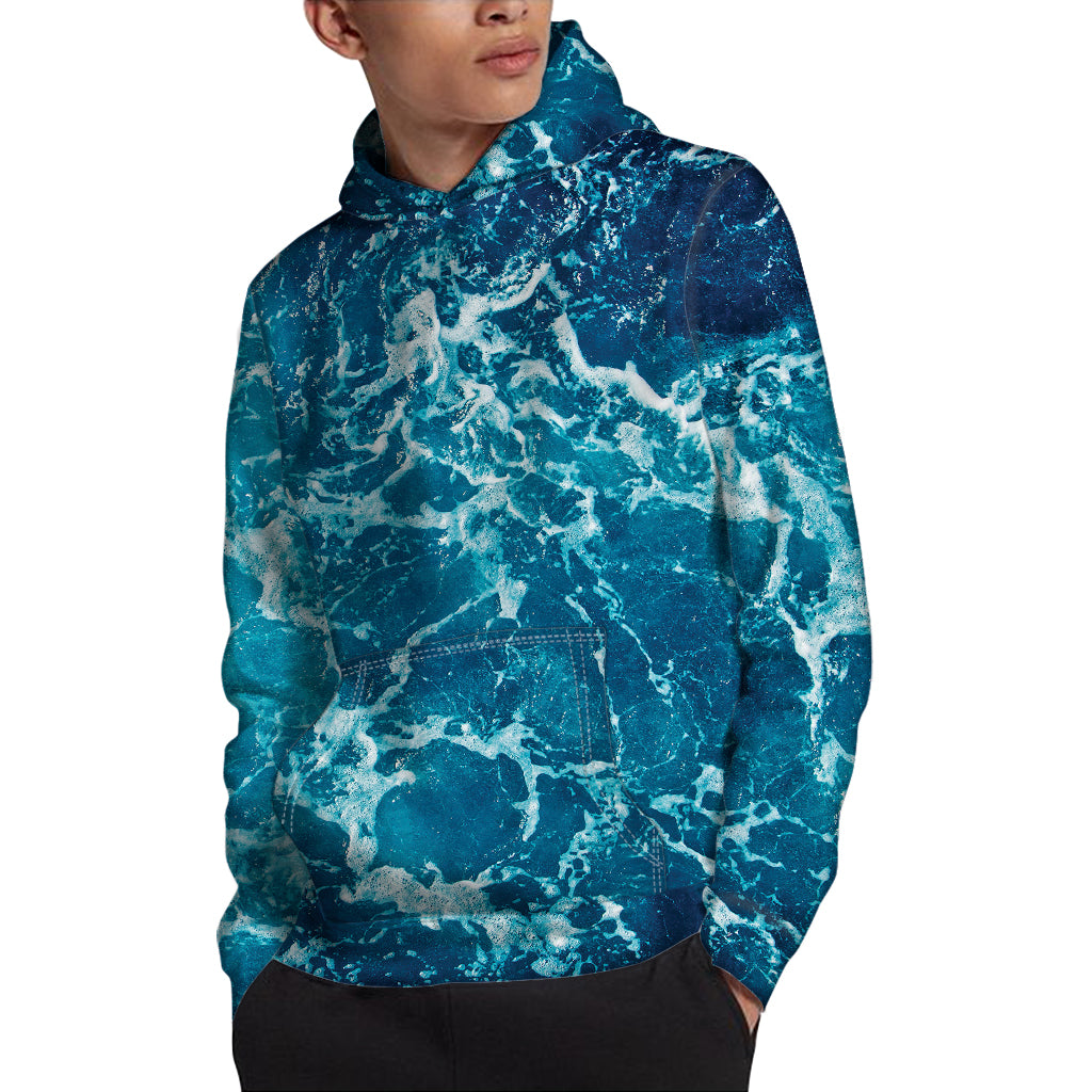 Ocean Surface Print Pullover Hoodie