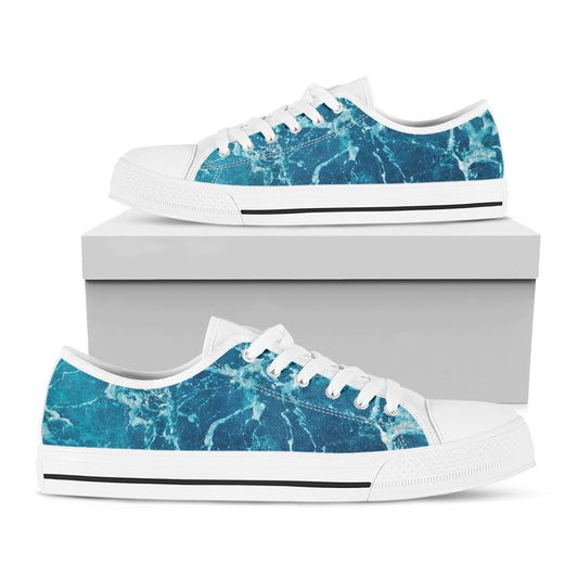 Ocean Surface Print White Low Top Shoes
