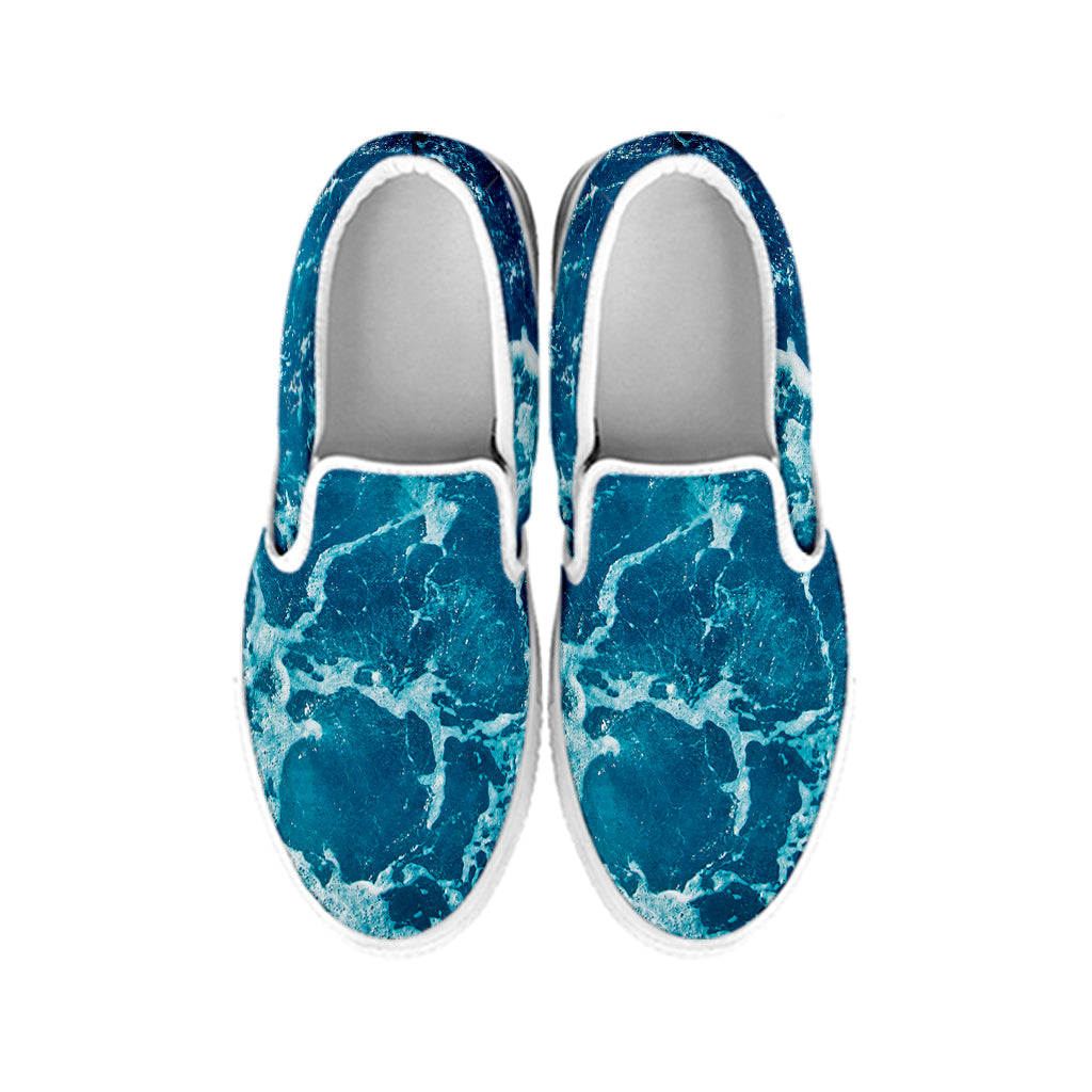 Ocean Surface Print White Slip On Shoes