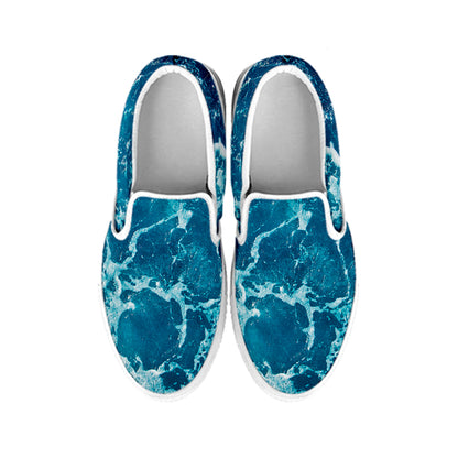 Ocean Surface Print White Slip On Shoes