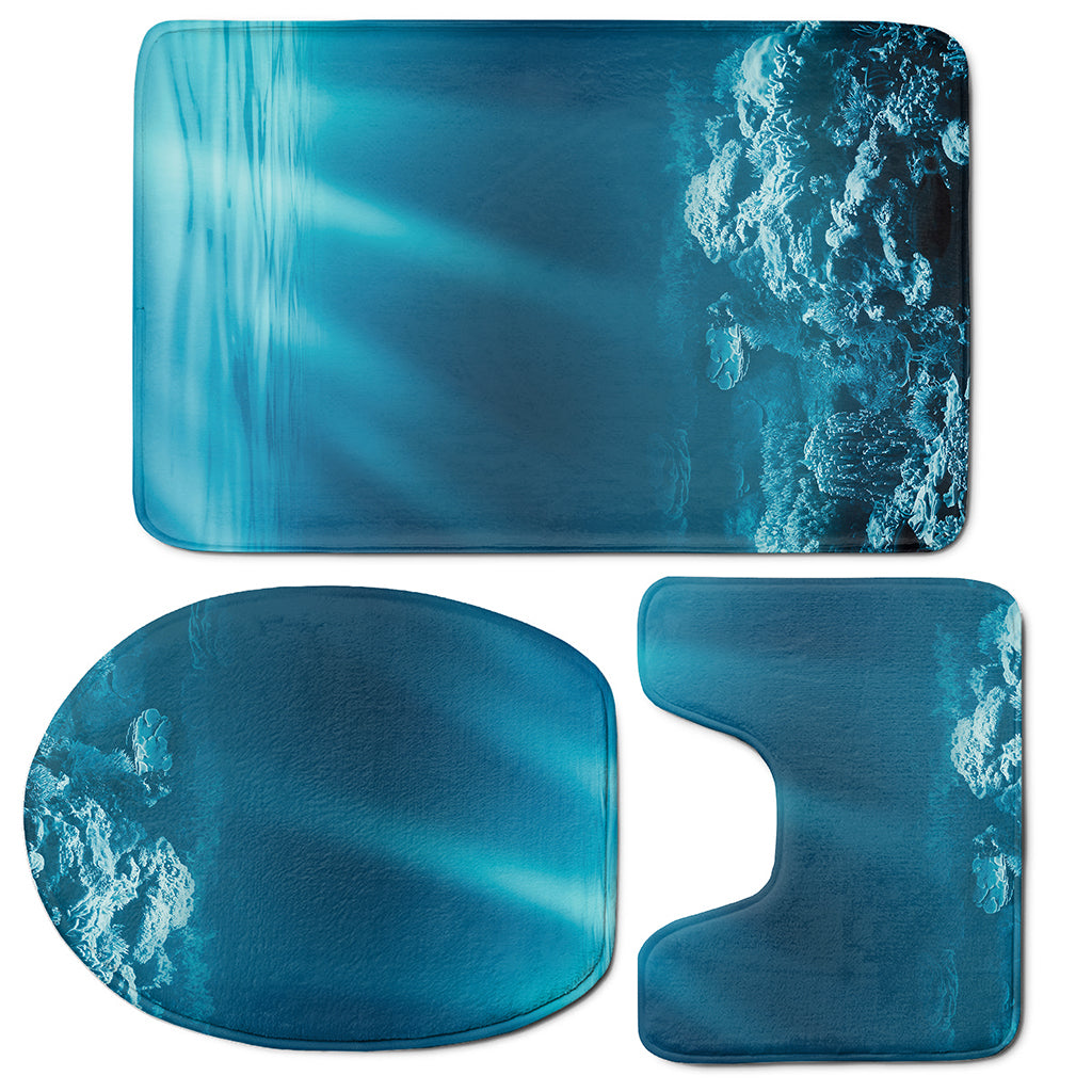 Ocean Underwater Print 3 Piece Bath Mat Set