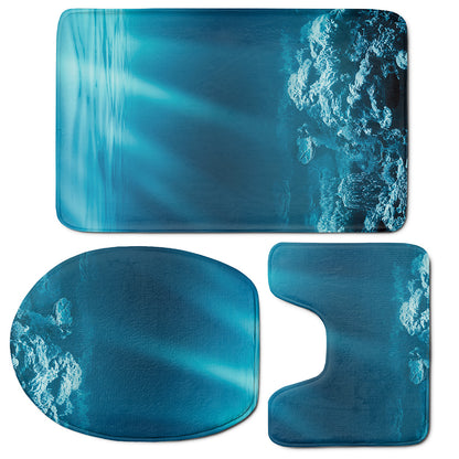 Ocean Underwater Print 3 Piece Bath Mat Set