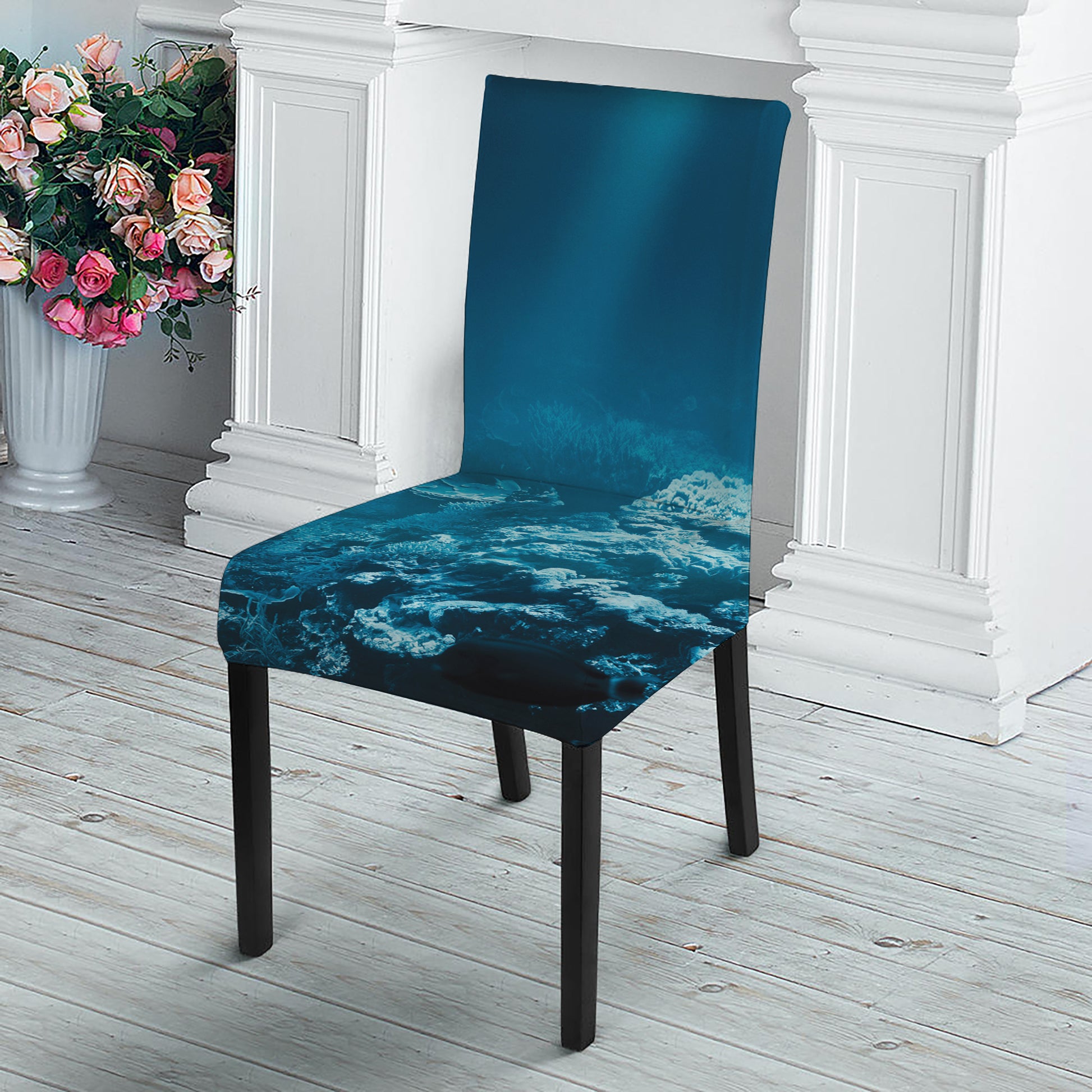Ocean Underwater Print Dining Chair Slipcover