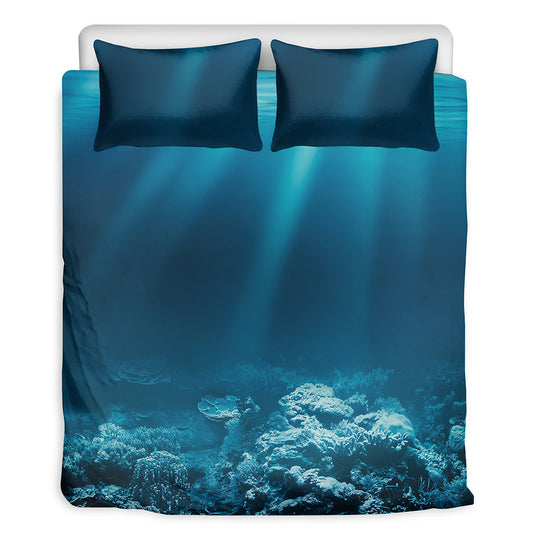 Ocean Underwater Print Duvet Cover Bedding Set
