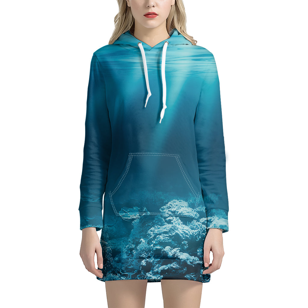 Ocean Underwater Print Hoodie Dress