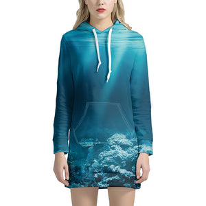 Ocean Underwater Print Hoodie Dress