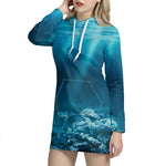 Ocean Underwater Print Hoodie Dress