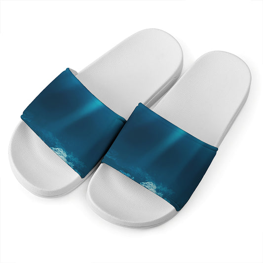 Ocean Underwater Print White Slide Sandals