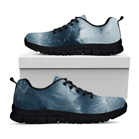 Ocean Wave Print Black Sneakers