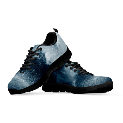 Ocean Wave Print Black Sneakers