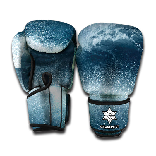 Ocean Wave Print Boxing Gloves