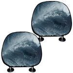 Ocean Wave Print Car Headrest Covers