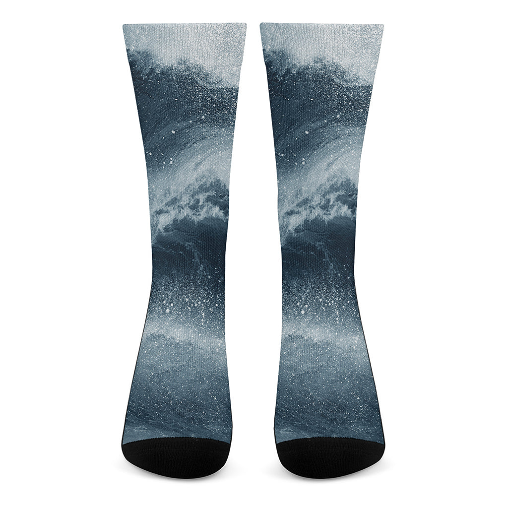 Ocean Wave Print Crew Socks