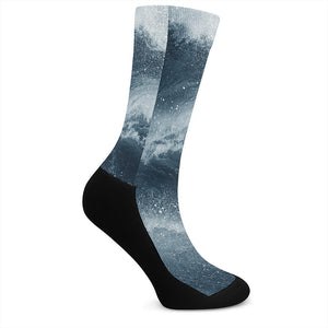 Ocean Wave Print Crew Socks