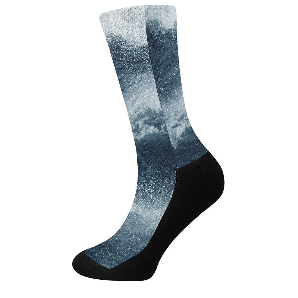 Ocean Wave Print Crew Socks