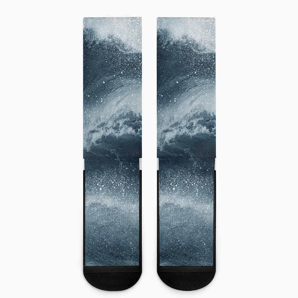 Ocean Wave Print Crew Socks