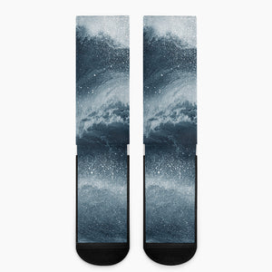 Ocean Wave Print Crew Socks