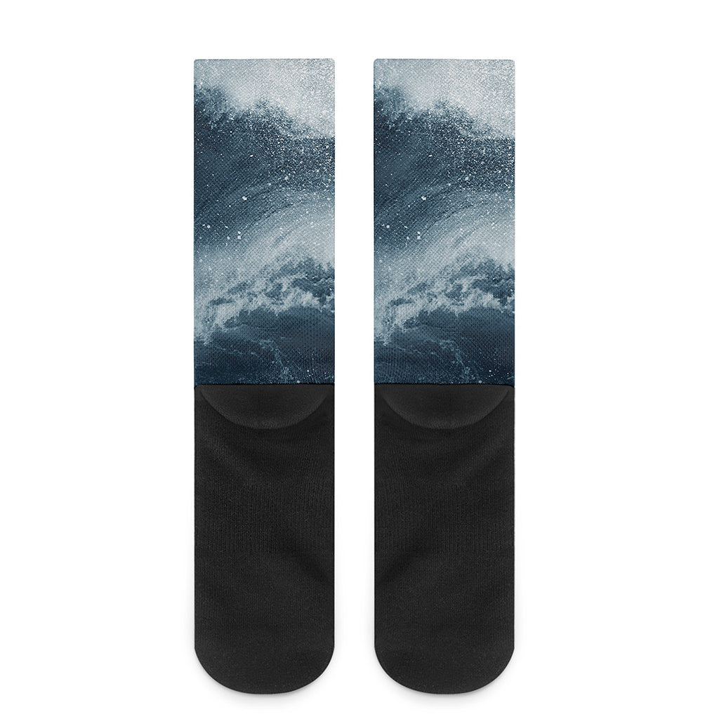 Ocean Wave Print Crew Socks