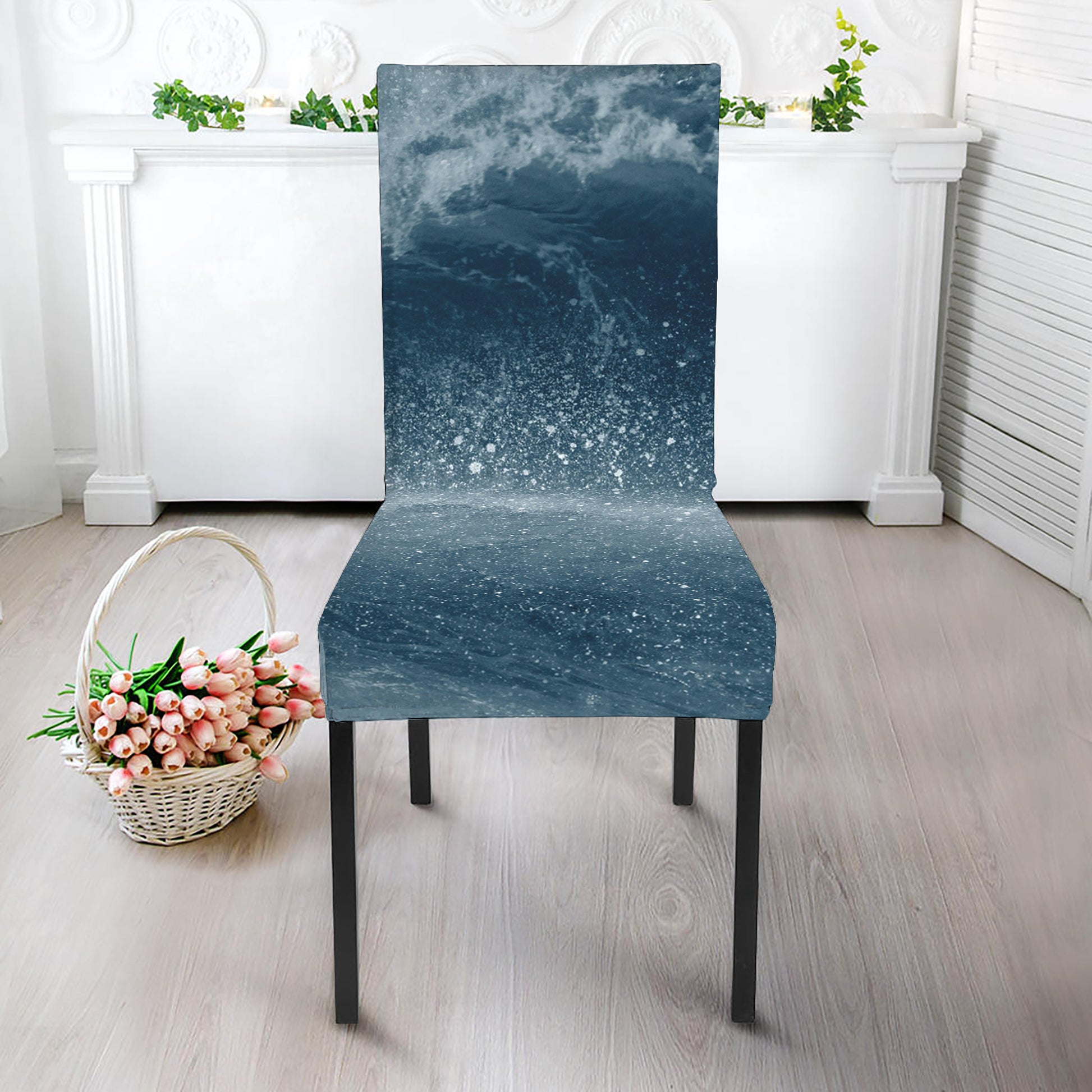 Ocean Wave Print Dining Chair Slipcover