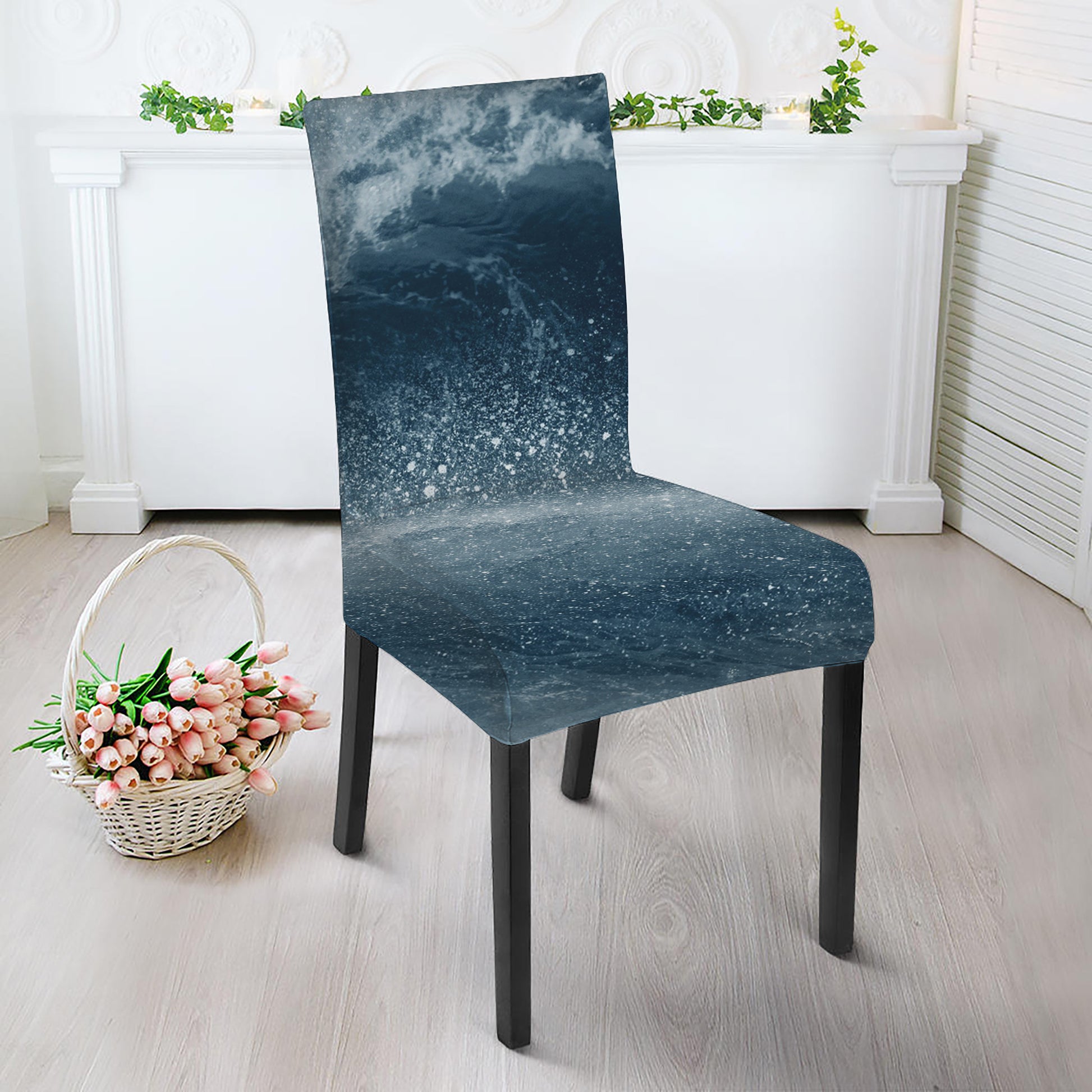 Ocean Wave Print Dining Chair Slipcover