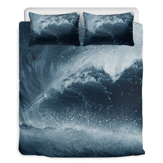 Ocean Wave Print Duvet Cover Bedding Set