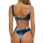 Ocean Wave Print Front Bow Tie Bikini