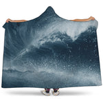 Ocean Wave Print Hooded Blanket
