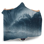 Ocean Wave Print Hooded Blanket