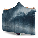 Ocean Wave Print Hooded Blanket