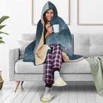 Ocean Wave Print Hooded Blanket