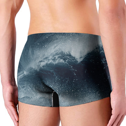 Ocean Wave Print Men's Boxer Briefs