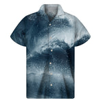 Ocean Wave Print Men's Short Sleeve Shirt