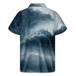 Ocean Wave Print Men's Short Sleeve Shirt