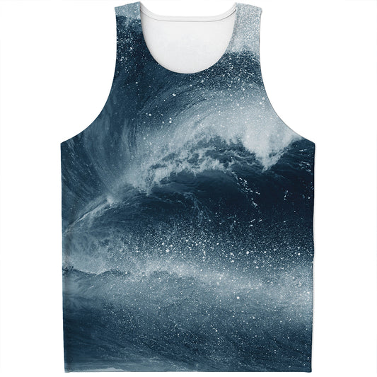 Ocean Wave Print Men's Tank Top