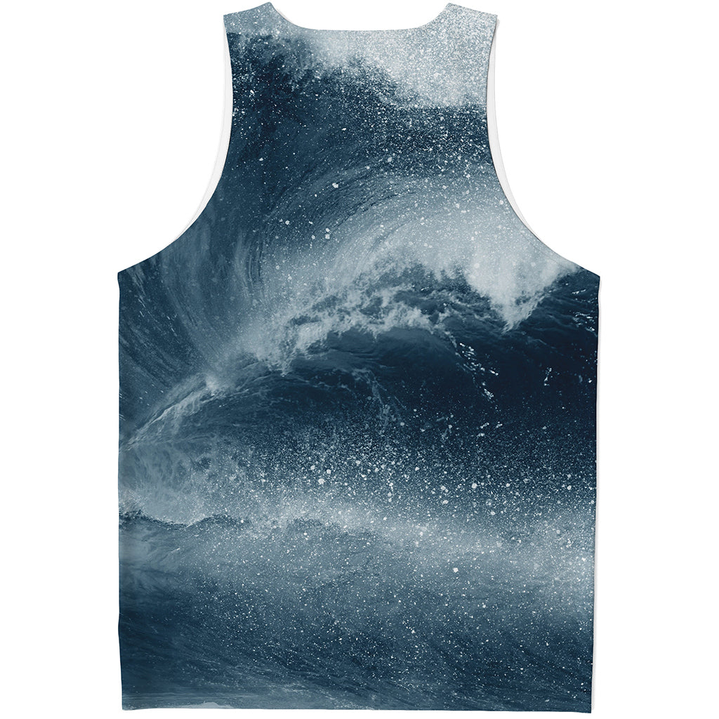 Ocean Wave Print Men's Tank Top