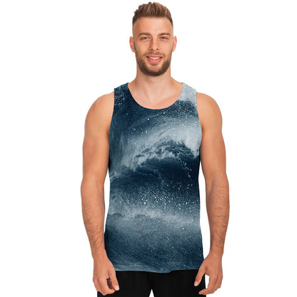 Ocean Wave Print Men's Tank Top