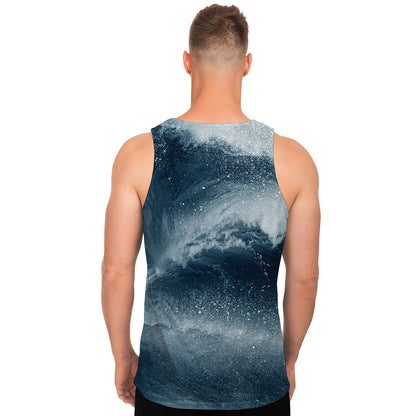 Ocean Wave Print Men's Tank Top