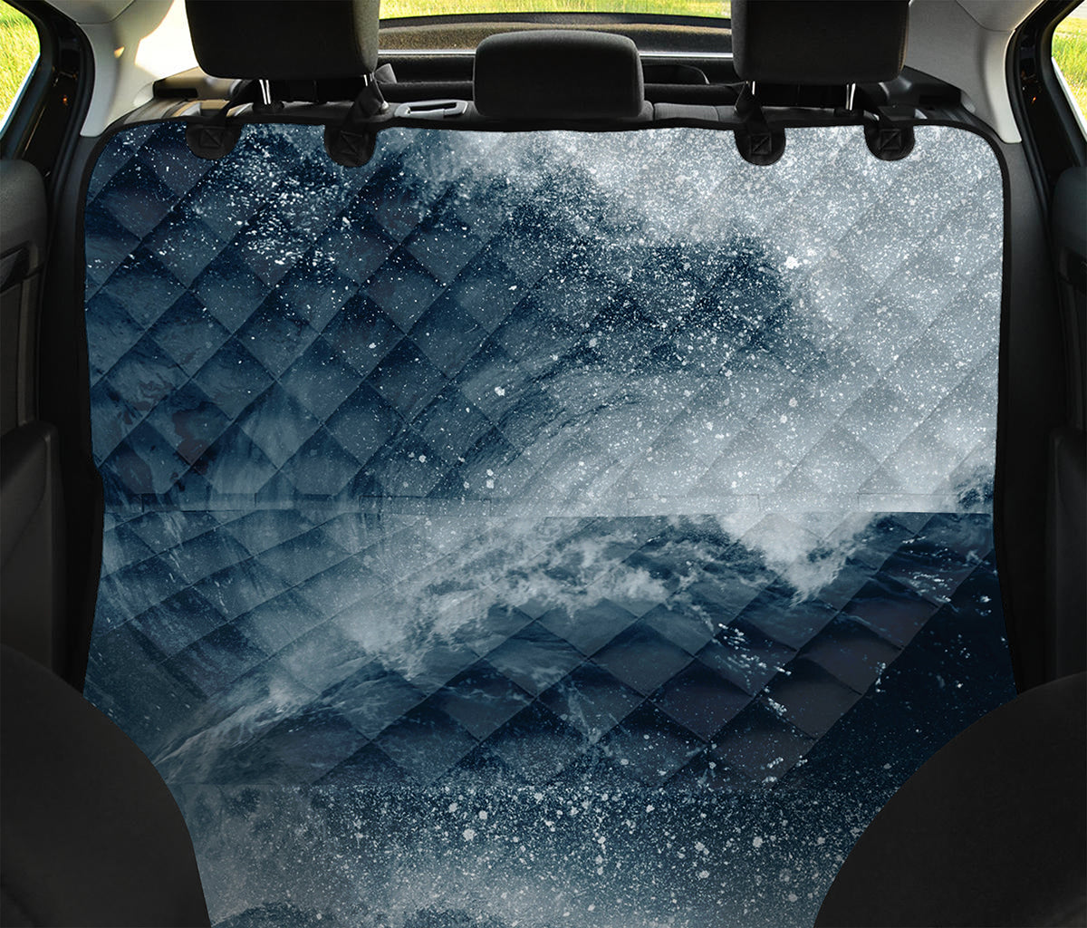 Ocean Wave Print Pet Car Back Seat Cover